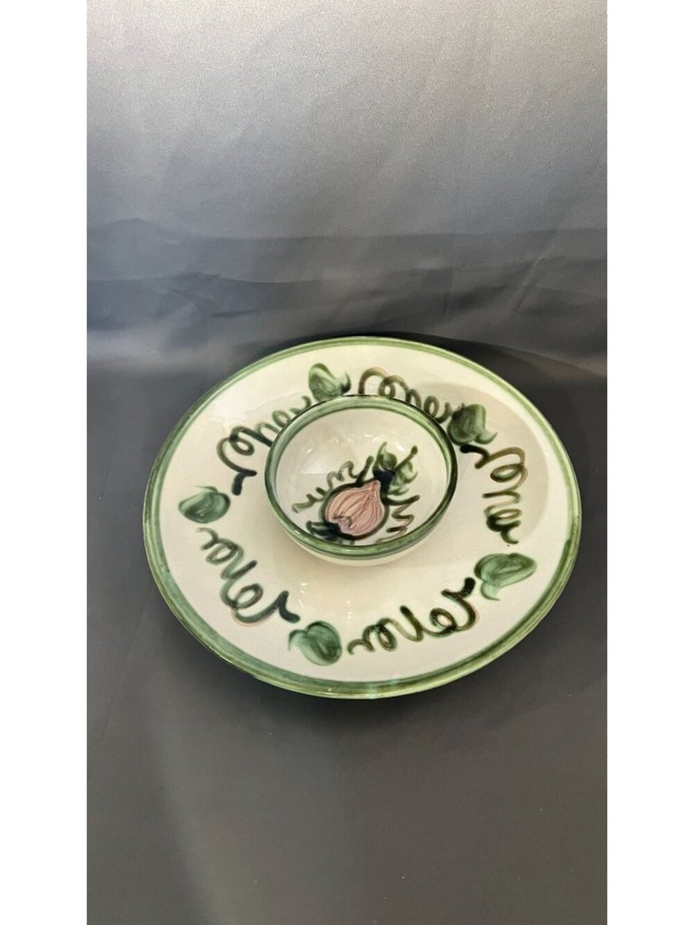 John Taylor Ceramic Dip Serveset Green & Pink Artistry